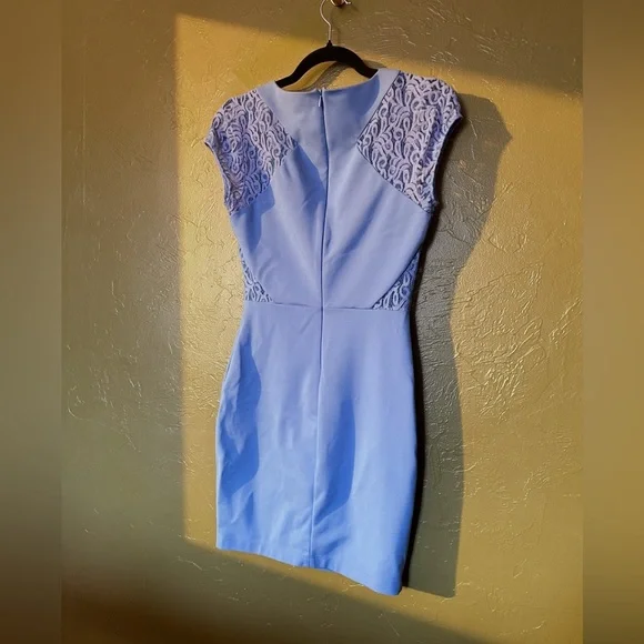 Gianni Bini Light Blue Lace Sleeve Mini Dress - Picture 2 of 3